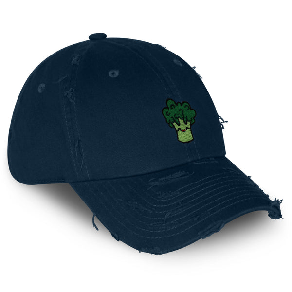 Broccoli Vintage Dad Hat Frayed Embroidered Cap Vegan Vegetable