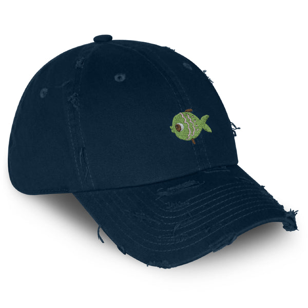 Fish Vintage Dad Hat Frayed Embroidered Cap Aquarium