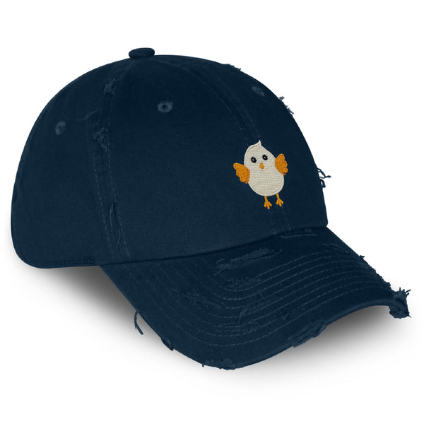 Cute Chick Vintage Dad Hat Frayed Embroidered Cap Chicken