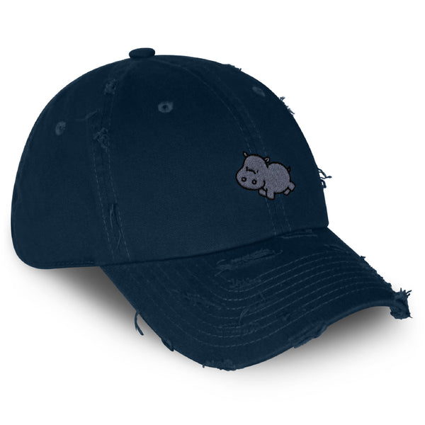 Cute Hippo Vintage Dad Hat Frayed Embroidered Cap Hippopotamus Zoo