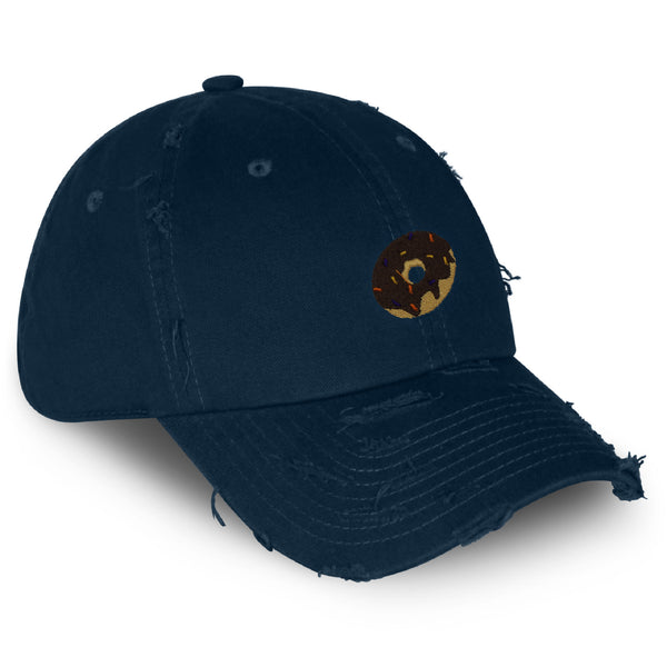 Donut Vintage Dad Hat Frayed Embroidered Cap Doughnut Simpson