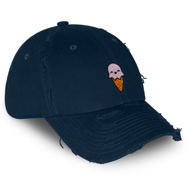 Ice Cream Vintage Dad Hat Frayed Embroidered Cap Summer Kids