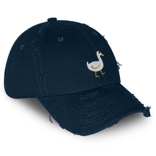 Duck Vintage Dad Hat Frayed Embroidered Cap Bird Lake