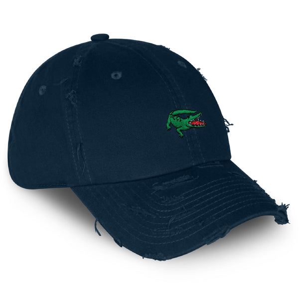 Crocodile Vintage Dad Hat Frayed Embroidered Cap Alligator Jungle