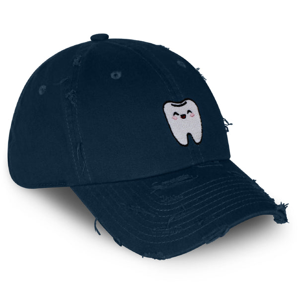 Tooth Vintage Dad Hat Frayed Embroidered Cap Dentist Dental