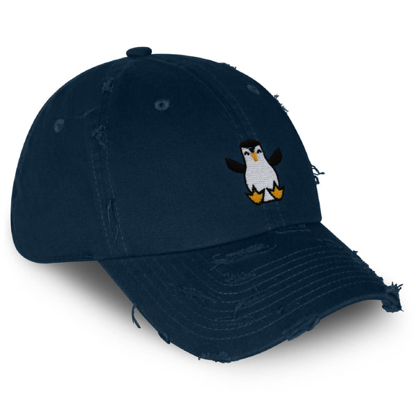 Penguin Vintage Dad Hat Frayed Embroidered Cap Snow Animal