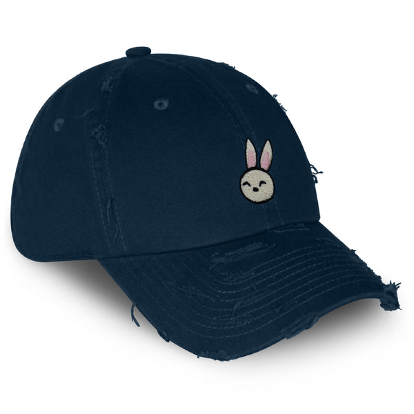 Cute Rabbit Vintage Dad Hat Frayed Embroidered Cap Bunny Zoo