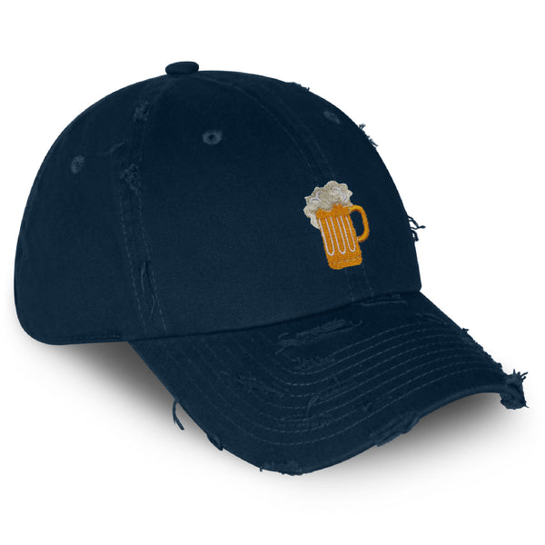 Beer Mug Vintage Dad Hat Frayed Embroidered Cap Party