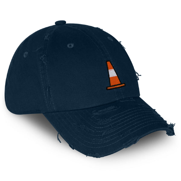 Safety Cone Vintage Dad Hat Frayed Embroidered Cap Construction