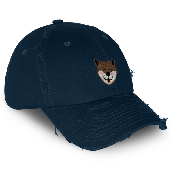 Shiba Vintage Dad Hat Frayed Embroidered Cap Dog Puppy