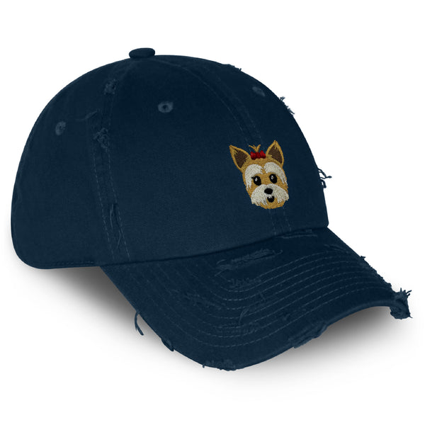 Yorkshire Terrier Vintage Dad Hat Frayed Embroidered Cap Puppy Yorkie