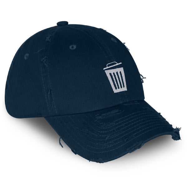 Trash Can Vintage Dad Hat Frayed Embroidered Cap Bin