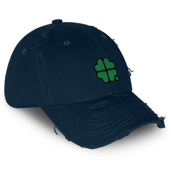 Four Leaf Clover Vintage Dad Hat Frayed Embroidered Cap Clove Lucky