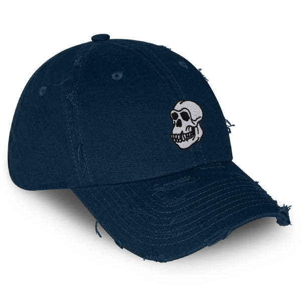 Gorilla Skull Vintage Dad Hat Frayed Embroidered Cap Skelton