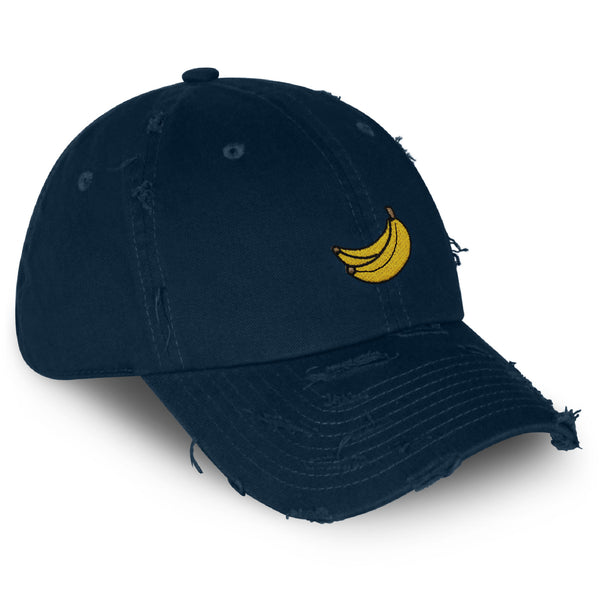 Banana Fruit Vintage Dad Hat Frayed Embroidered Cap Monkey