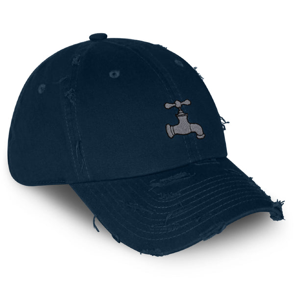 Water Faucet Vintage Dad Hat Frayed Embroidered Cap Funny