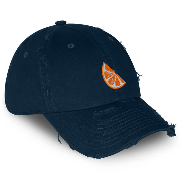 Orange Slice Vintage Dad Hat Frayed Embroidered Cap Fruit