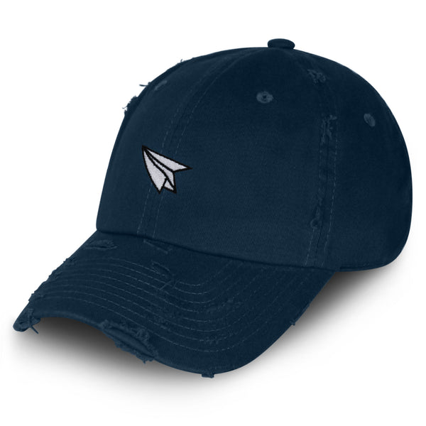 Paper Airplane Vintage Dad Hat Frayed Embroidered Cap Plane Sky