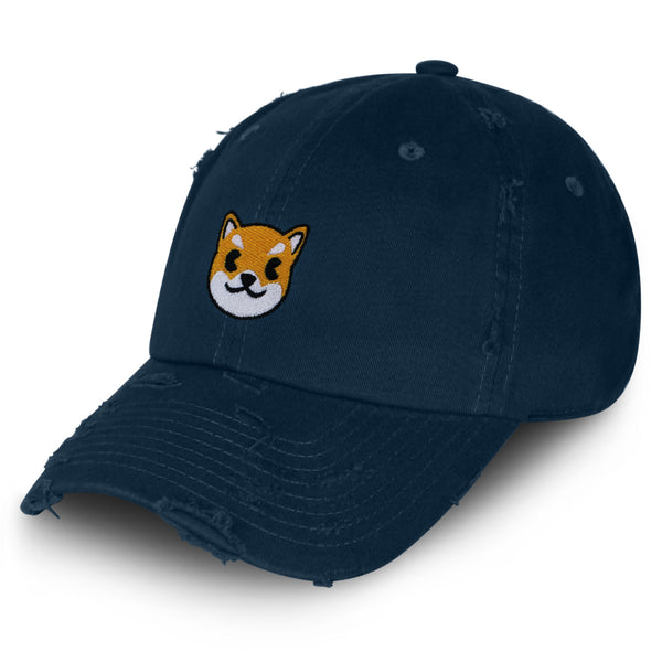 Shiba Vintage Dad Hat Frayed Embroidered Cap Dog Puppy