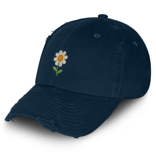 Chamomile Flower Vintage Dad Hat Frayed Embroidered Cap Floral