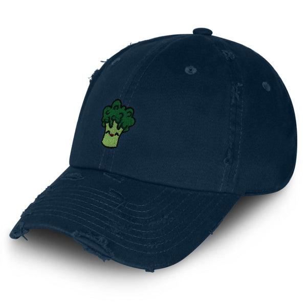 Broccoli Vintage Dad Hat Frayed Embroidered Cap Vegan Vegetable