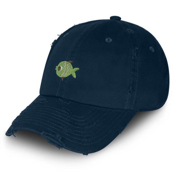 Fish Vintage Dad Hat Frayed Embroidered Cap Aquarium