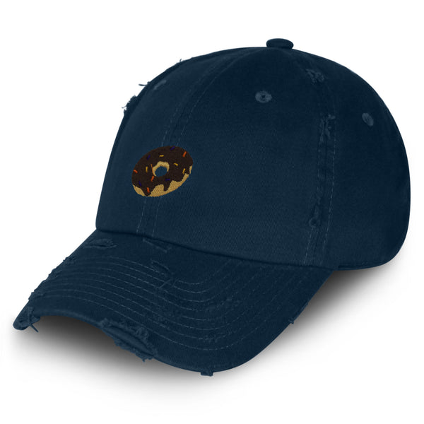 Donut Vintage Dad Hat Frayed Embroidered Cap Doughnut Simpson