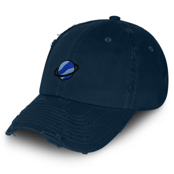 Planet Vintage Dad Hat Frayed Embroidered Cap Space