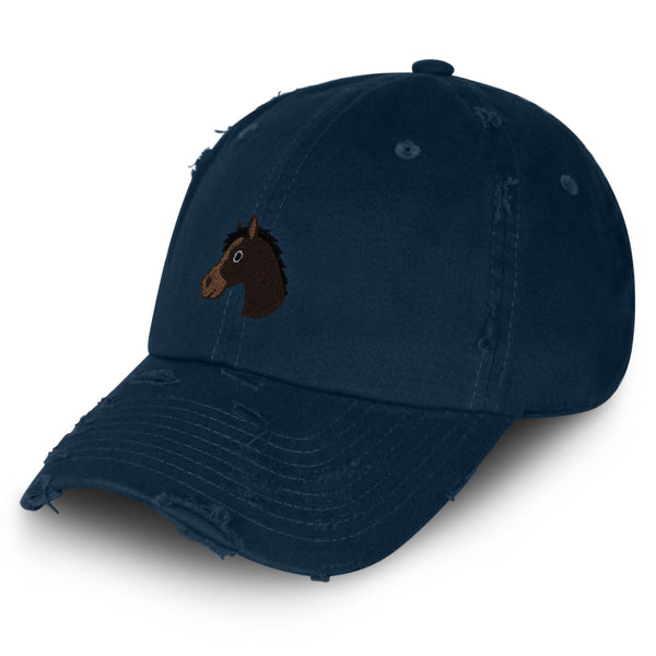 Horse Head Vintage Dad Hat Frayed Embroidered Cap Cowboy Zoo