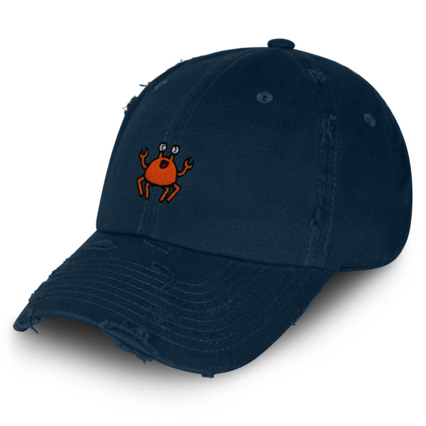 Funny Crab Vintage Dad Hat Frayed Embroidered Cap Ocean Fish, Fishing