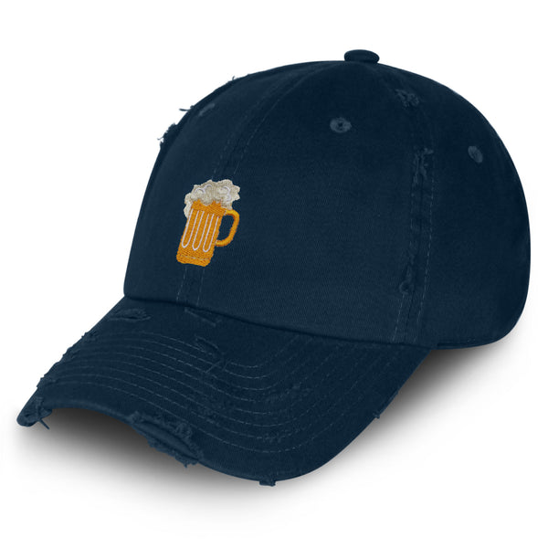 Beer Mug Vintage Dad Hat Frayed Embroidered Cap Party