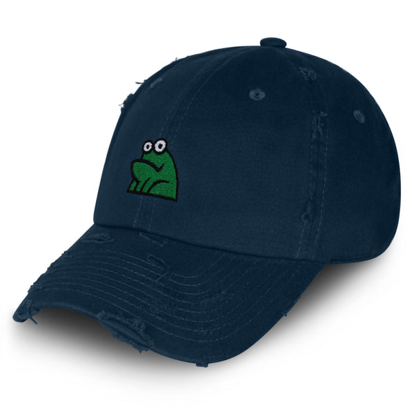 Frog Vintage Dad Hat Frayed Embroidered Cap Funny