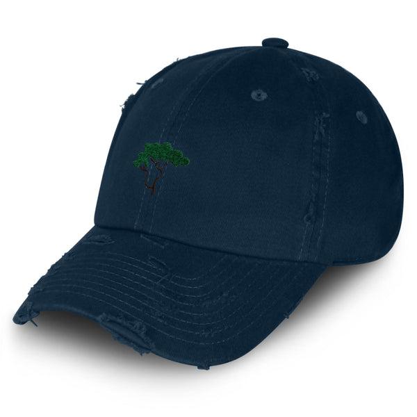 Tree Vintage Dad Hat Frayed Embroidered Cap Hiking