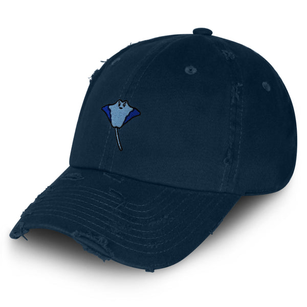 Stingray Vintage Dad Hat Frayed Embroidered Cap Fishing Ocean