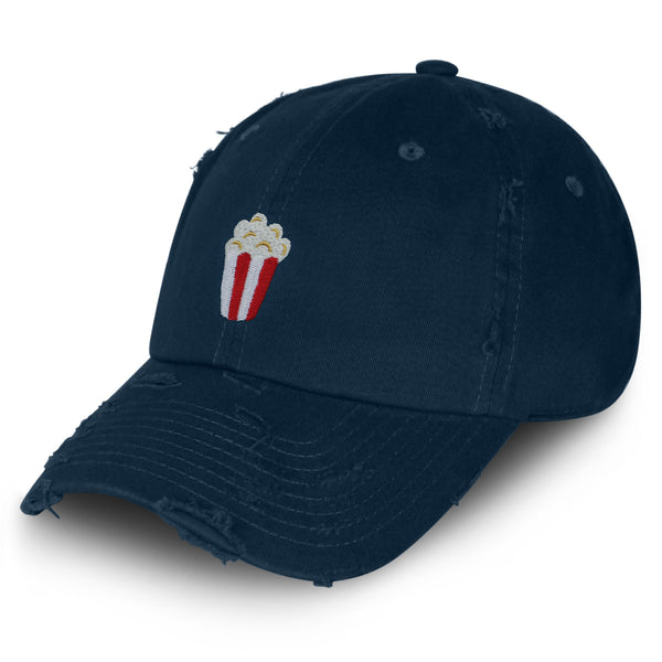 Popcorn Vintage Dad Hat Frayed Embroidered Cap Theater Foodie