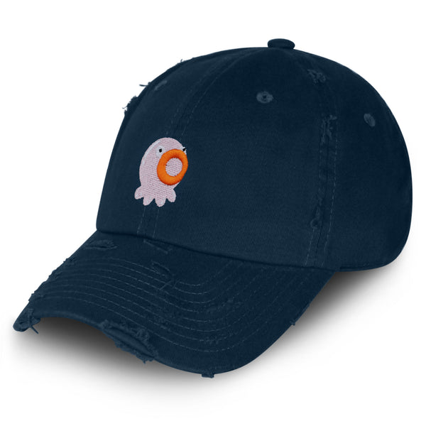 Whhaaat? Vintage Dad Hat Frayed Embroidered Cap Octopus