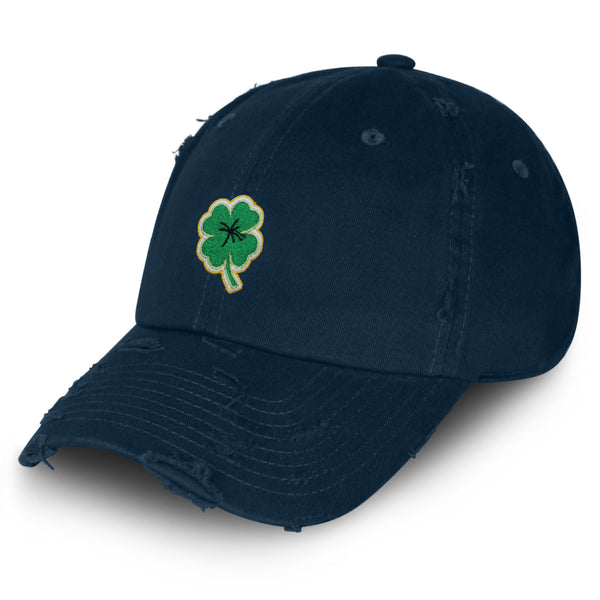 Clover Vintage Dad Hat Frayed Embroidered Cap Lucky Plant