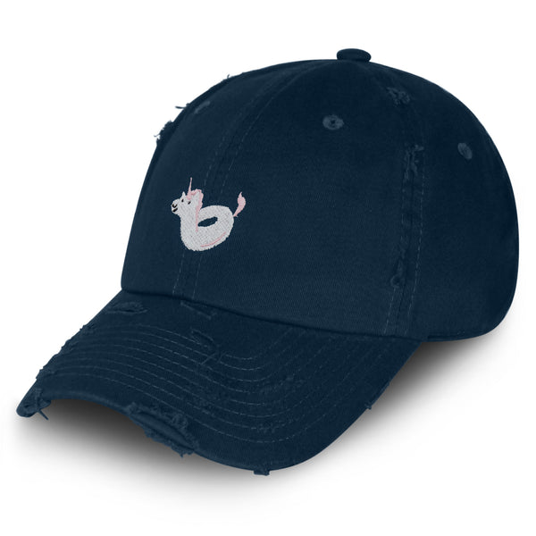 Unicorn Floaty Vintage Dad Hat Frayed Embroidered Cap Swim