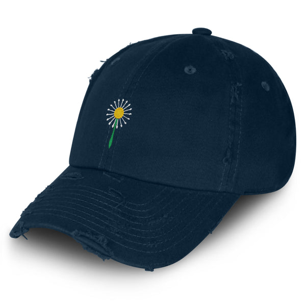 Dandelion Vintage Dad Hat Frayed Embroidered Cap Flower