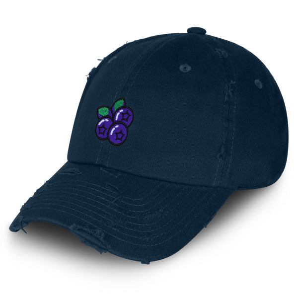 Blueberry Vintage Dad Hat Frayed Embroidered Cap Fruit