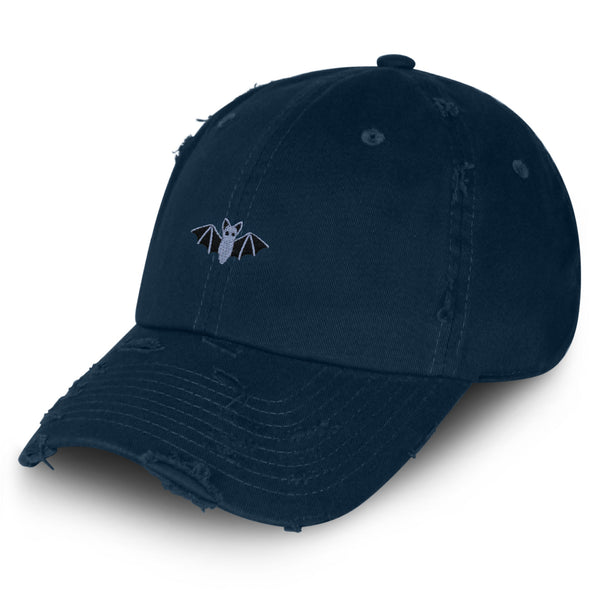 Bat Vintage Dad Hat Frayed Embroidered Cap Flying Bat