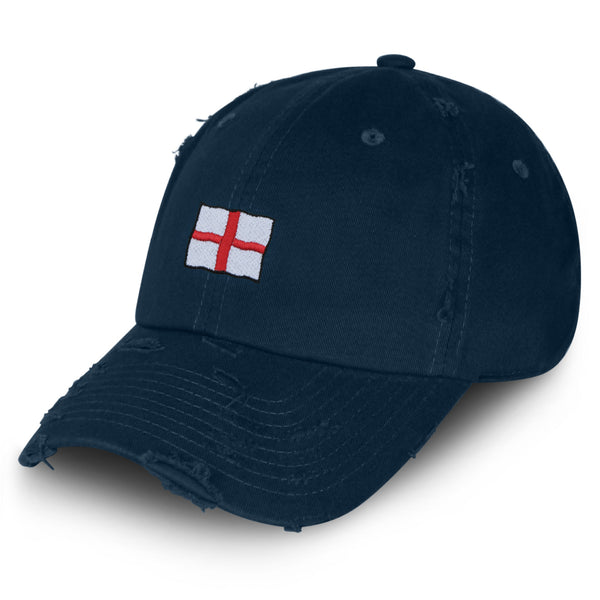 England Flag Vintage Dad Hat Frayed Embroidered Cap Fluttering