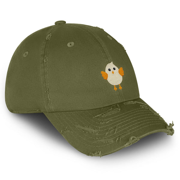 Cute Chick Vintage Dad Hat Frayed Embroidered Cap Chicken