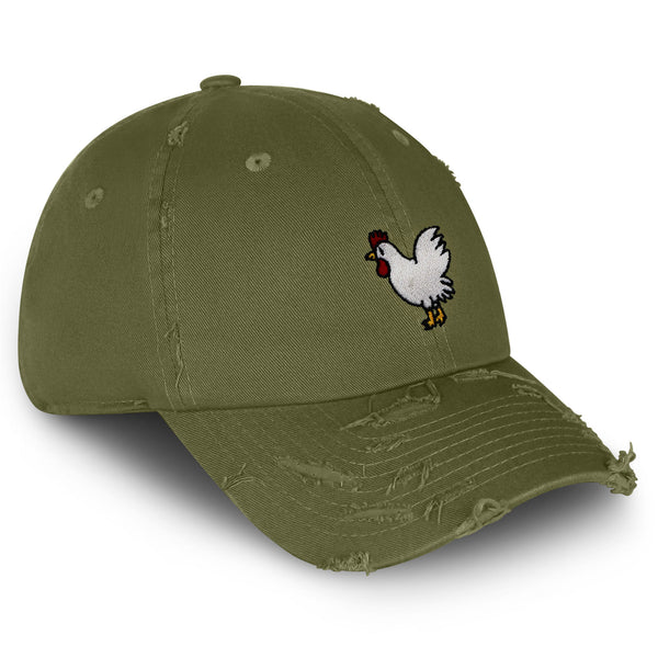 Chicken Vintage Dad Hat Frayed Embroidered Cap Chick Fried