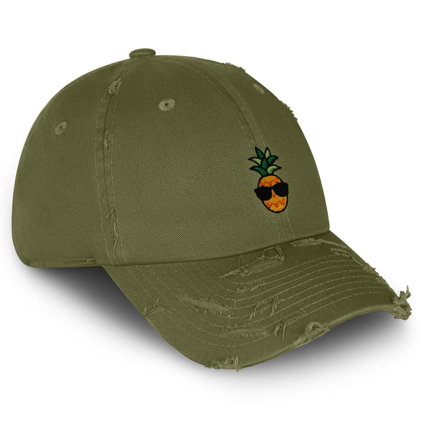 Pineapple Man Vintage Dad Hat Frayed Embroidered Cap Sunglasses