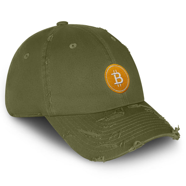 Bitcoin Vintage Dad Hat Frayed Embroidered Cap Cryptocurrency Investing