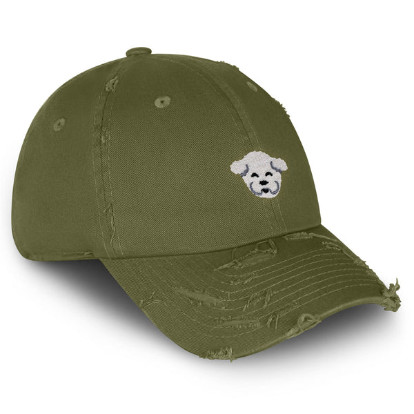 Bichon Frise Vintage Dad Hat Frayed Embroidered Cap Dog Puppy