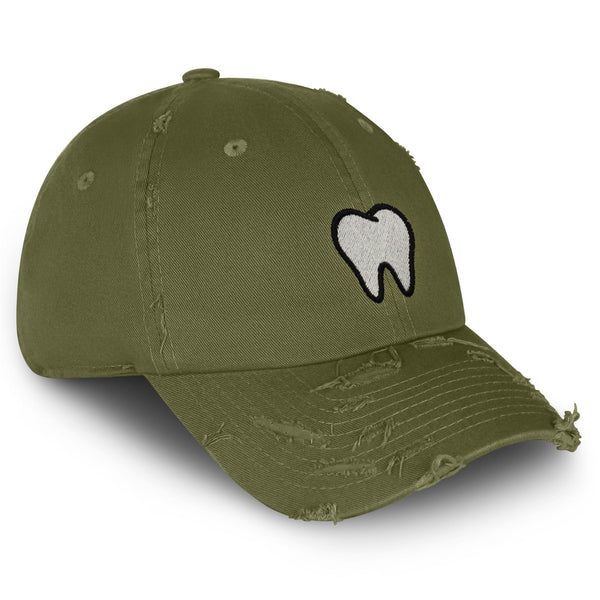 Dentist Tooth Vintage Dad Hat Frayed Embroidered Cap Dental