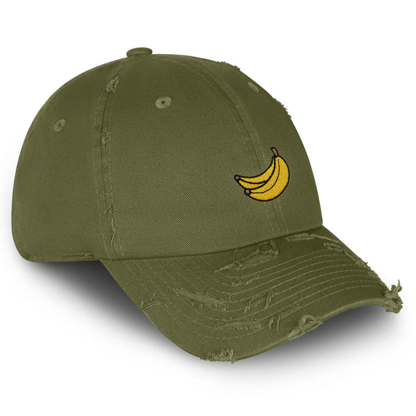 Banana Fruit Vintage Dad Hat Frayed Embroidered Cap Monkey