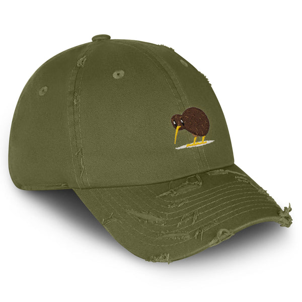 Kiwi Bird Vintage Dad Hat Frayed Embroidered Cap Funny